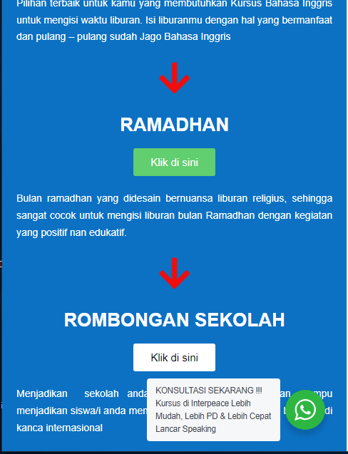 Pendaftaran Kampung Inggris Pare Paket Ramadhan dan Rombongan Sekolah